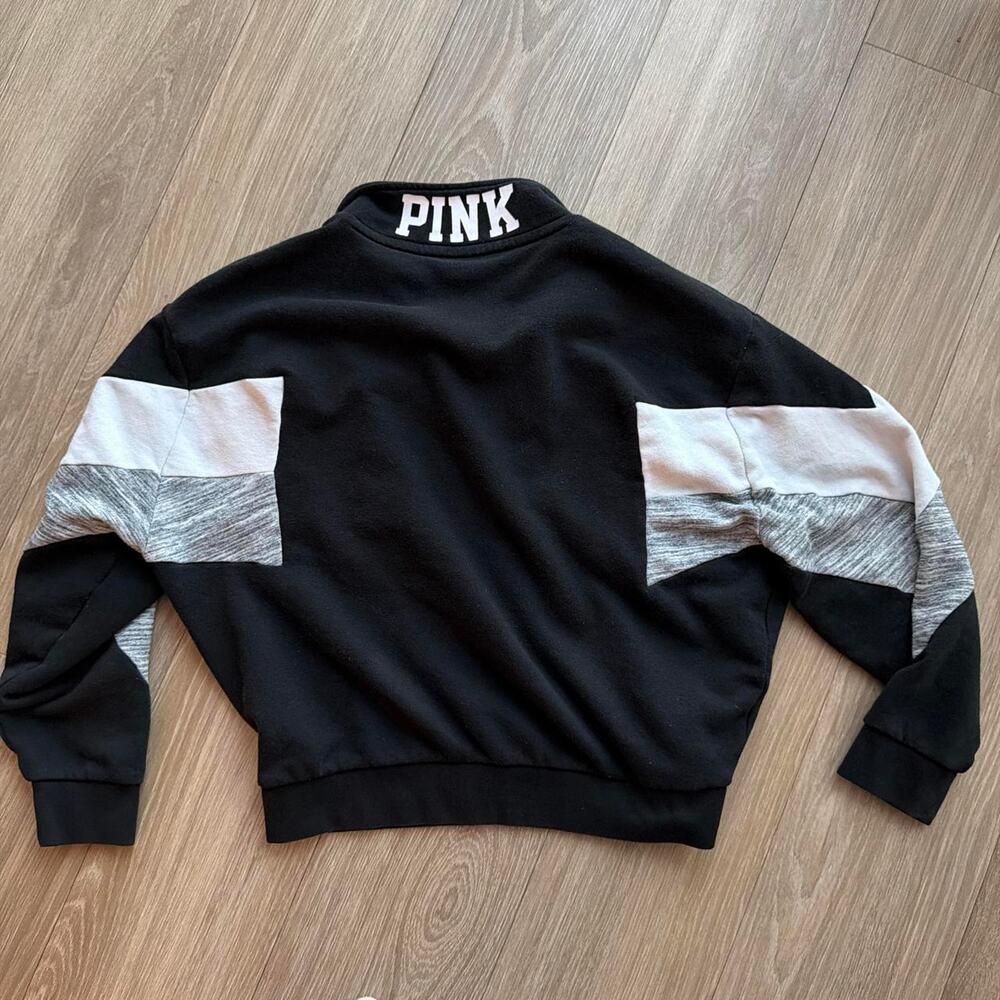 Victorias secret pink black quarter Zip Sweatshirt Size S - Picture 5 of 5